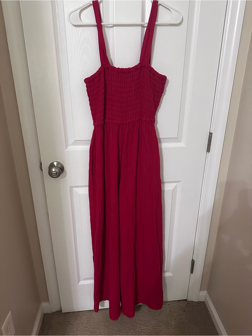 Quince Cherry Red Jumpsuit - 100 % organic cotton - wide leg